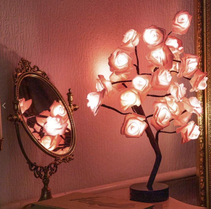 Enchanting LED Rose Flower Lamp with Customizable Branches and Lighting Colors