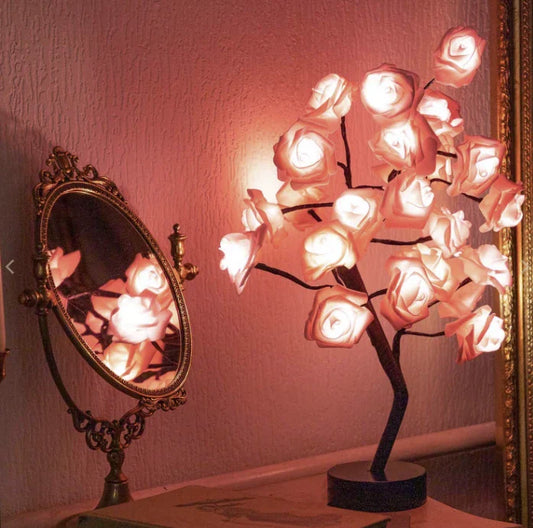 Enchanting LED Rose Flower Lamp with Customizable Branches and Lighting Colors