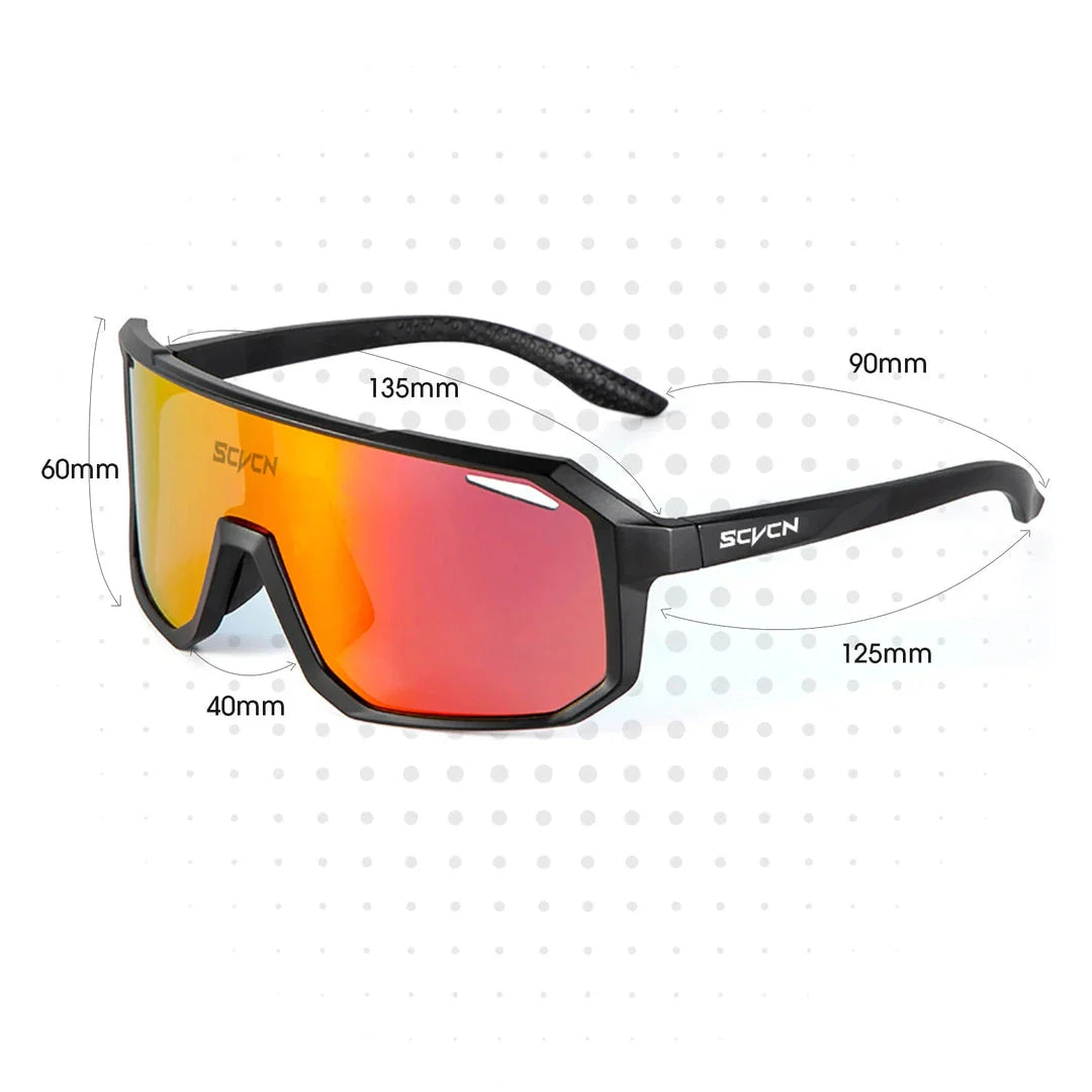 Pair of durable, lightweight UV400 polycarbonate sunglasses with TR-90 frames for outdoor sports and activities