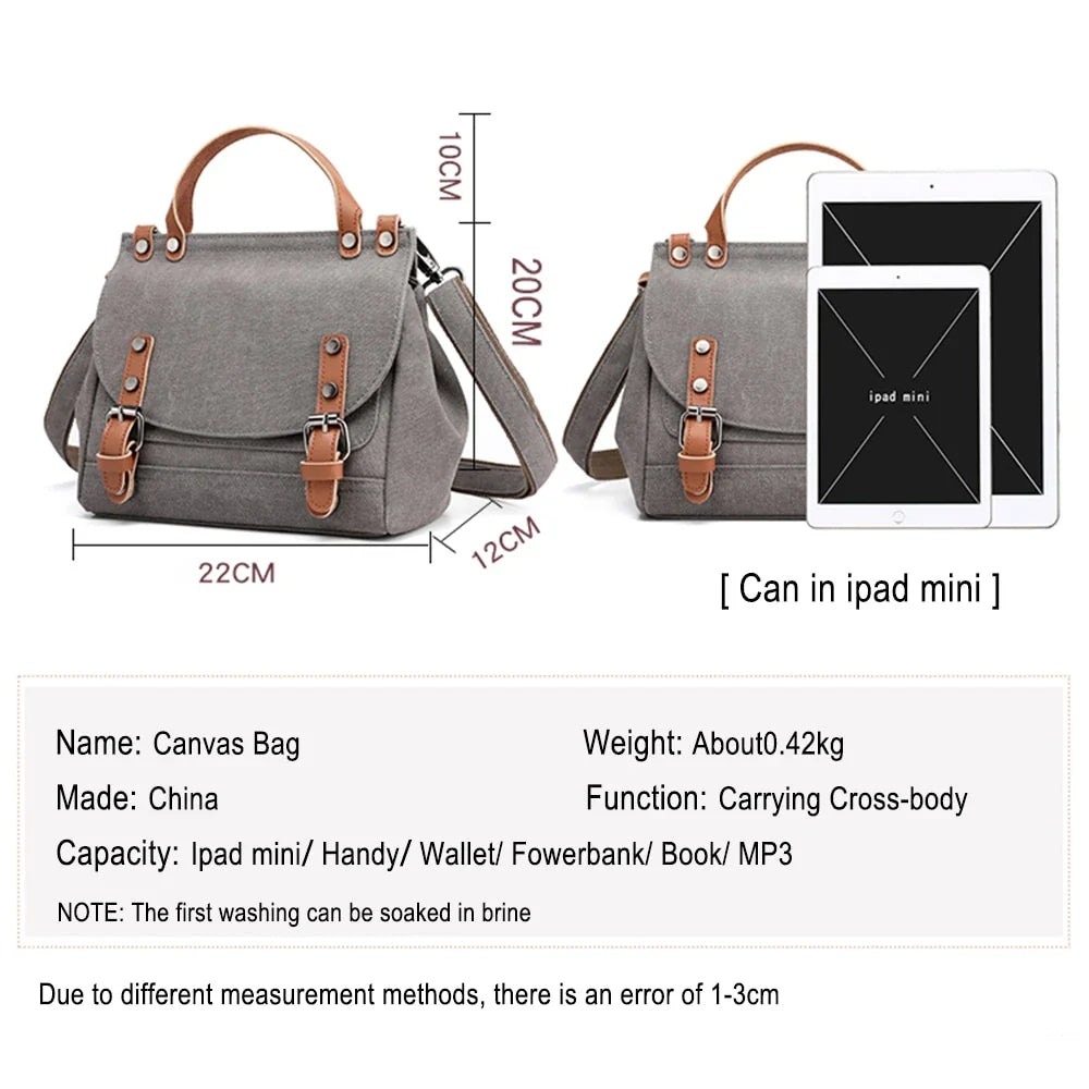 A stylish women's canvas crossbody handbag in an orange color, featuring a small square shape and a horizontal design.