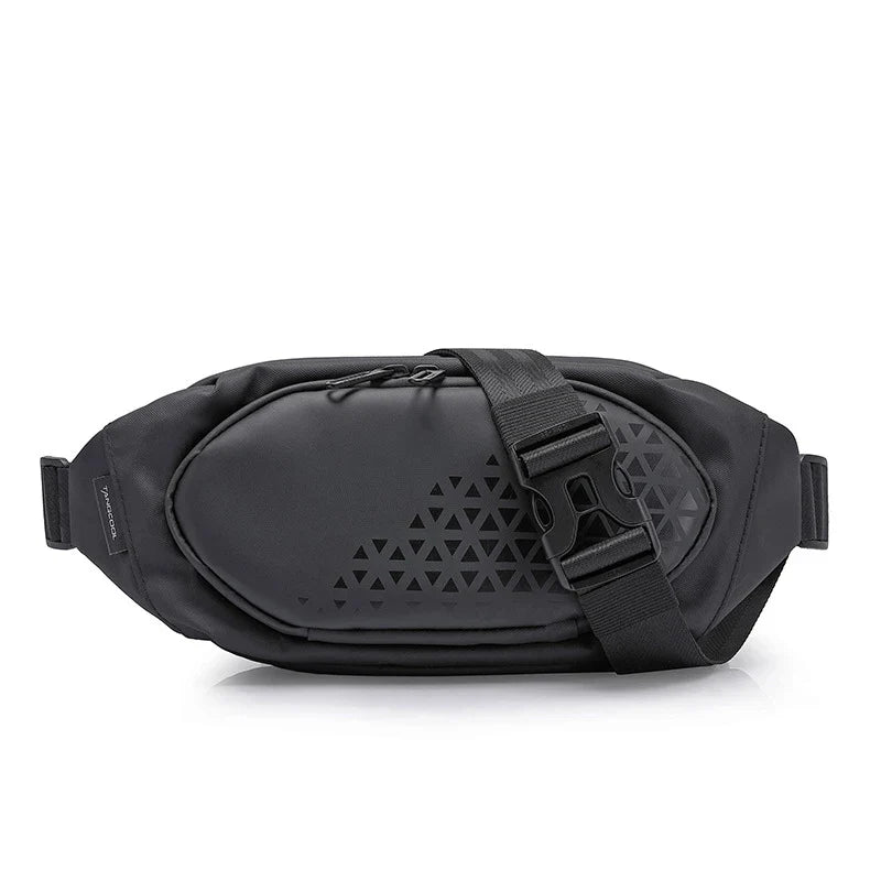 Trendha Mini Casual Sports Shoulder Bag in Black, featuring a compact yet roomy design, durable Oxford cloth construction, and waterproof protection.