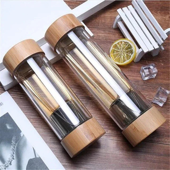 Hhomeenjoy Premium Glass Water Bottle with Stainless Steel Tea Infuser