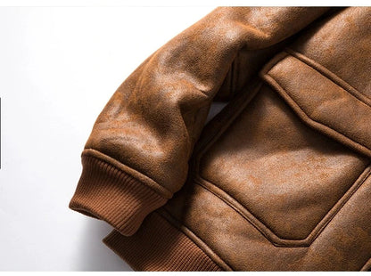 Cozy lambswool fleece-lined suede jacket in classic black and brown colors