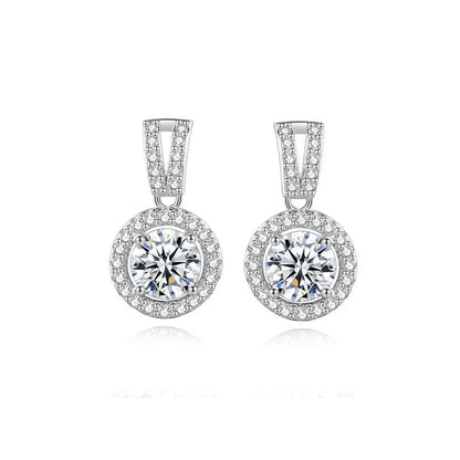 Elegant S925 silver pendant necklace with Mosan diamond inlay, adjustable chain length for women's fashion accessory