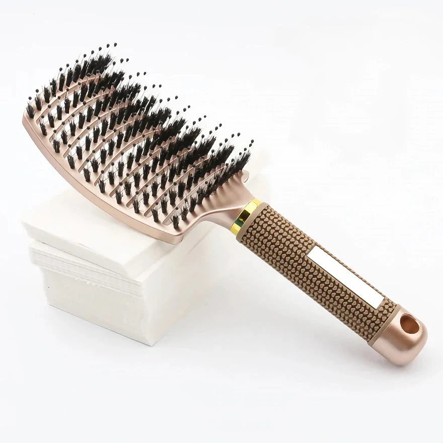 Curved Bristle Massage Comb for Detangling, Scalp Stimulation, and Healthy Hair Growth