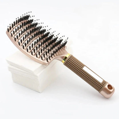 Curved Bristle Massage Comb for Detangling, Scalp Stimulation, and Healthy Hair Growth