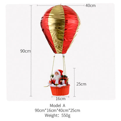Festive Santa Hot Air Balloon Ceiling Decor - Premium vinyl and velvet construction with a mesmerizing lighting effect to elevate your holiday cheer