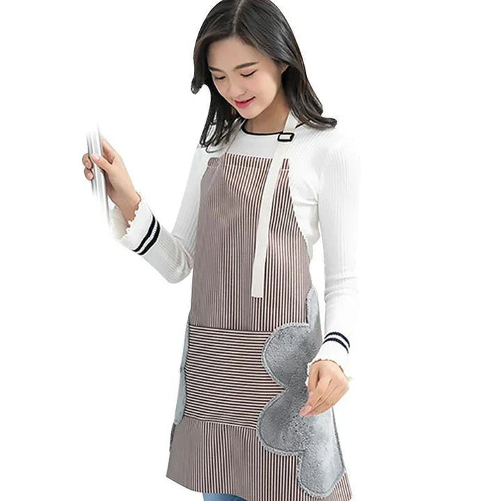 A versatile kitchen apron made of durable polyester with adjustable straps for a customized fit, perfect for cooking and baking tasks.