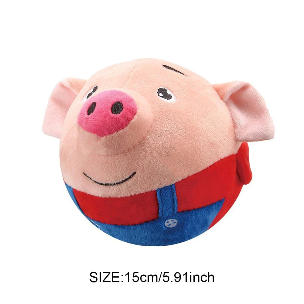 Interactive Bouncing Talking Plush Pet Toy Ball with self-moving, talking, and squeaking features to engage cats and dogs