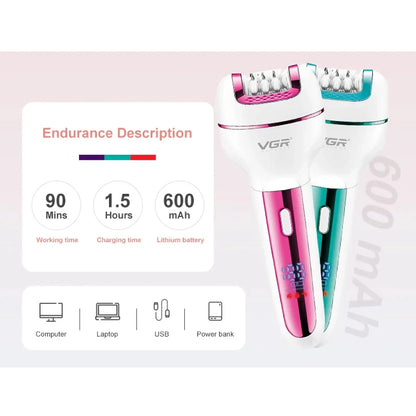 3-in-1 Multipurpose Women's Electric Shaver and Epilator with Epilator, Callus Remover, and Razor Attachments