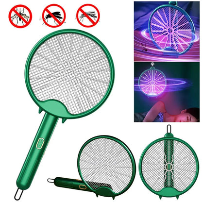 Electric Mosquito Racket with smart chip, powerful zapping grid, and compact foldable design for mosquito-free outdoor enjoyment