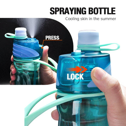 Dual-Function Sports Water Bottle with Refreshing Spray - Stay Hydrated and Cool During Outdoor Activities and Workouts