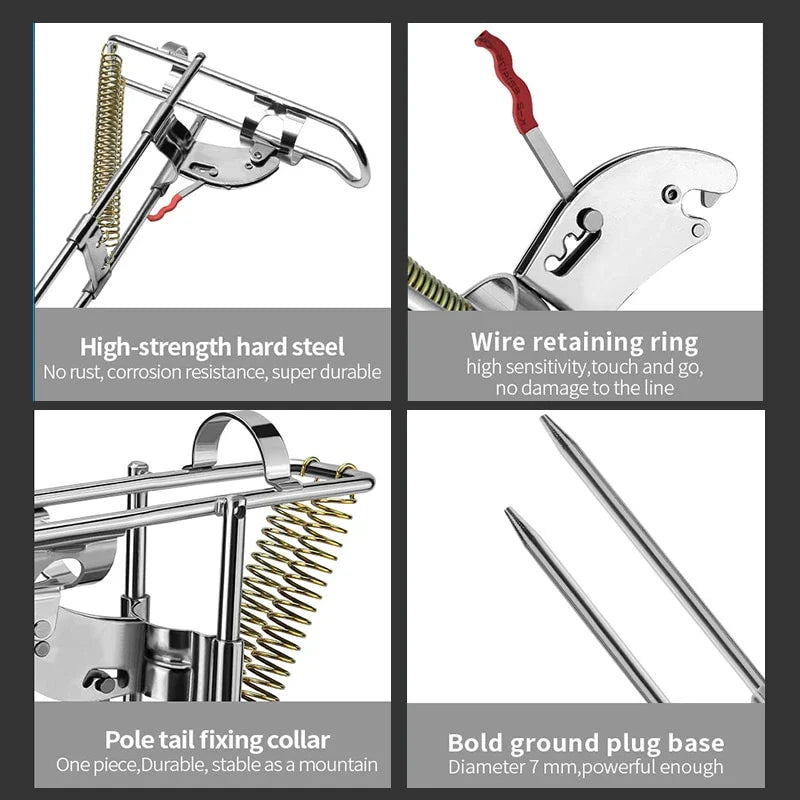 Automatic Sea Fishing Rod Holder with Stainless Steel Construction and Universal Turret Design