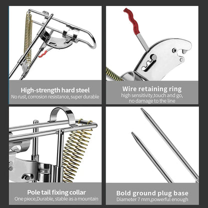 Automatic Sea Fishing Rod Holder with Stainless Steel Construction and Universal Turret Design