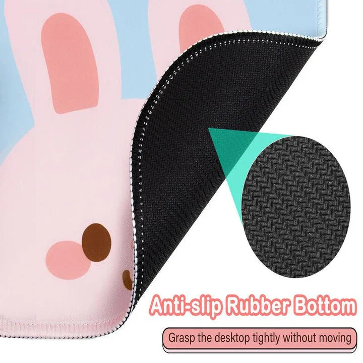 Stylish square mouse pad with cute animal design, featuring a smooth cloth surface and non-slip rubber base for precise mouse tracking and stability