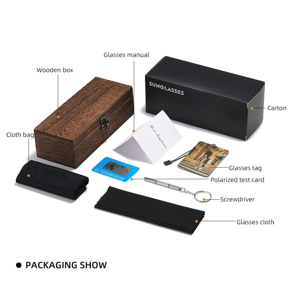 Handcrafted Bamboo Sunglasses with Polarized Lenses and Gift Box