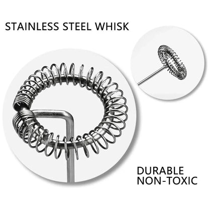 Portable electric milk frother and blender with sleek, ergonomic design and stainless steel mixing head