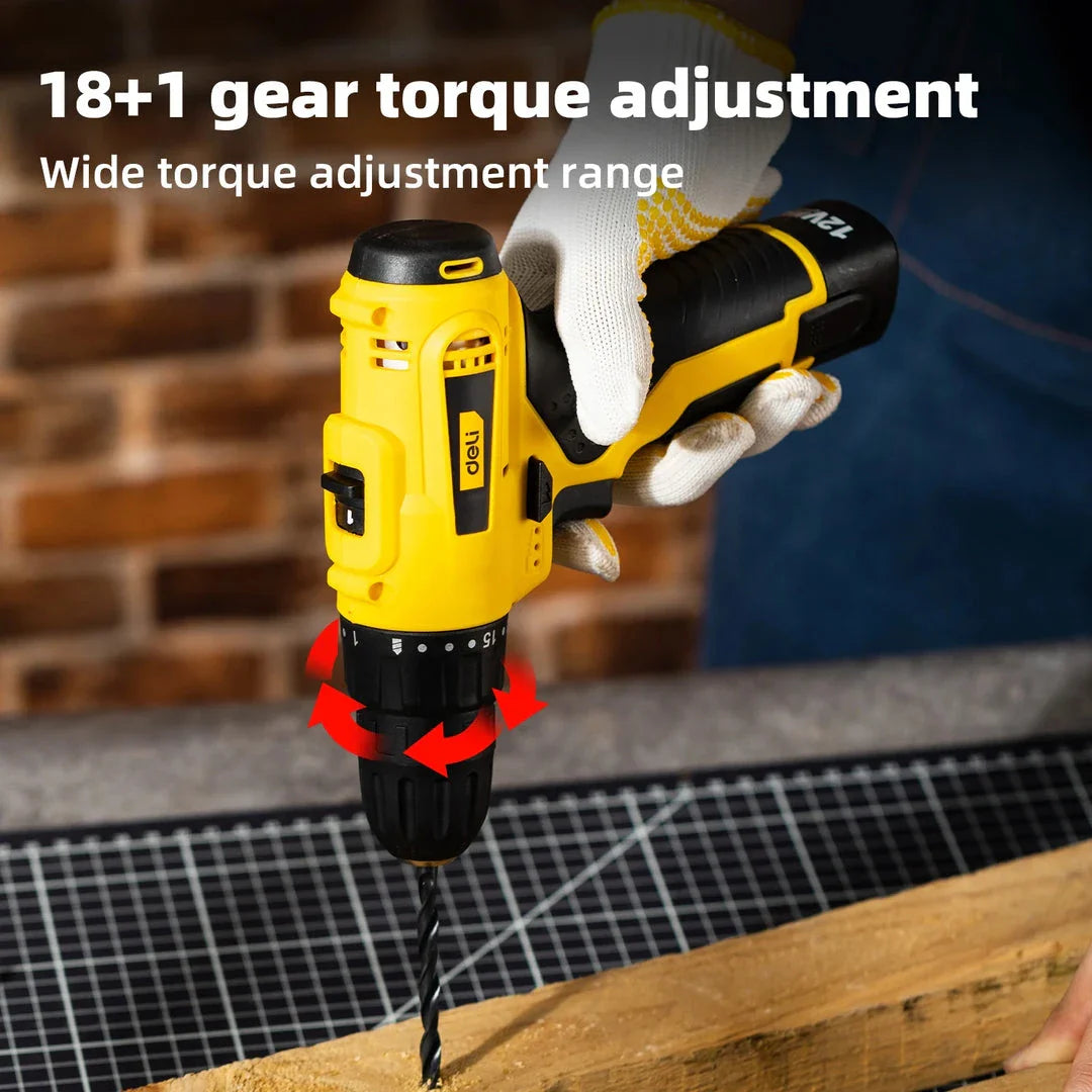 12V cordless electric screwdriver with brushless motor and LED light for DIY home improvement projects