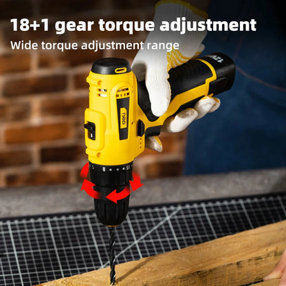 12V cordless electric screwdriver with brushless motor and LED light for DIY home improvement projects