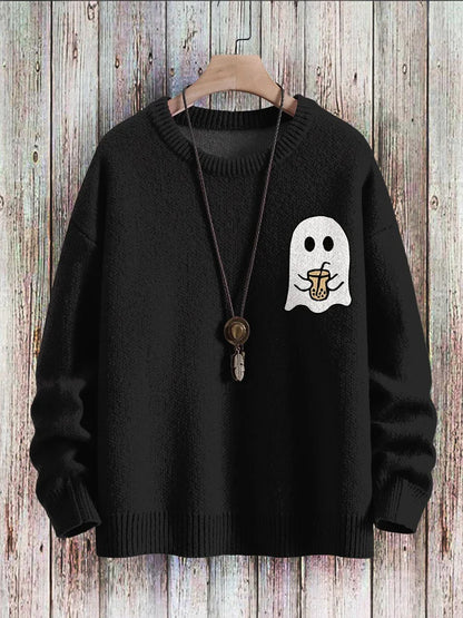 Ghostly Halloween sweater with playful ghost design, available in a variety of colors and sizes