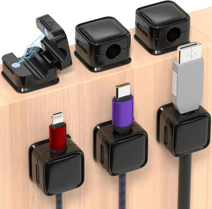 Premium Magnetic Cable Organizer with one-handed magnetic clamping and 60° rotating shaft for easy cord management