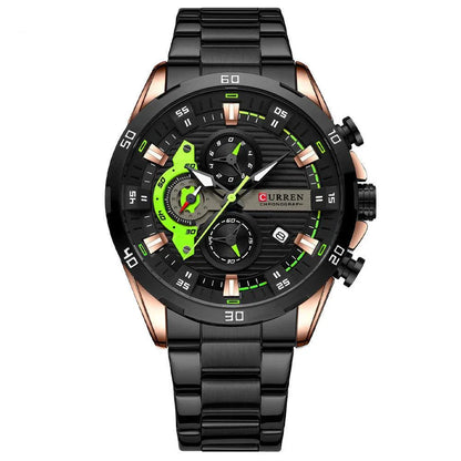 Trendha men's quartz watch with stainless steel band in various color options