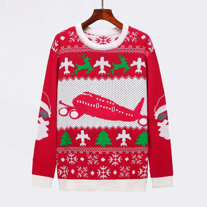 Stylish men's round neck Christmas sweater in various festive colors