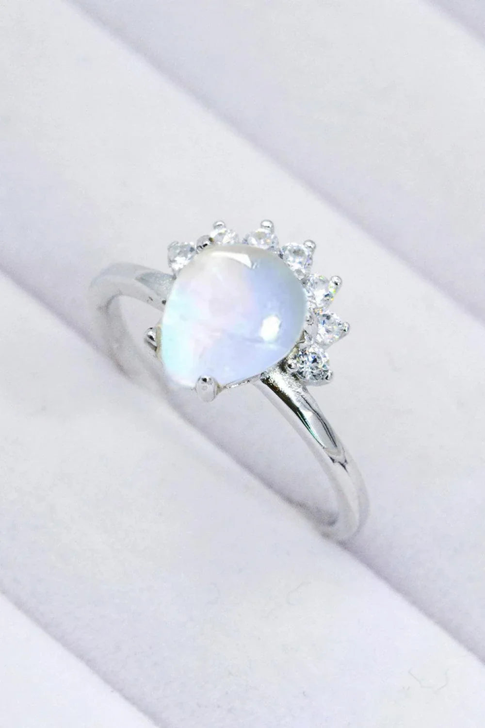 925 Sterling Silver Moonstone Ring with Minimalist Design and Mesmerizing Blue-Violet Hue
