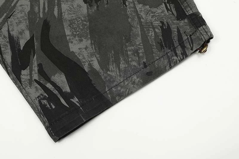Graffiti camouflage print straight-leg jeans with a high-waist design for a flattering, comfortable fit