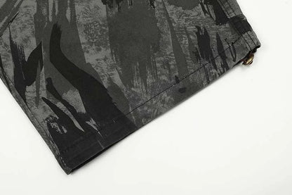 Graffiti camouflage print straight-leg jeans with a high-waist design for a flattering, comfortable fit