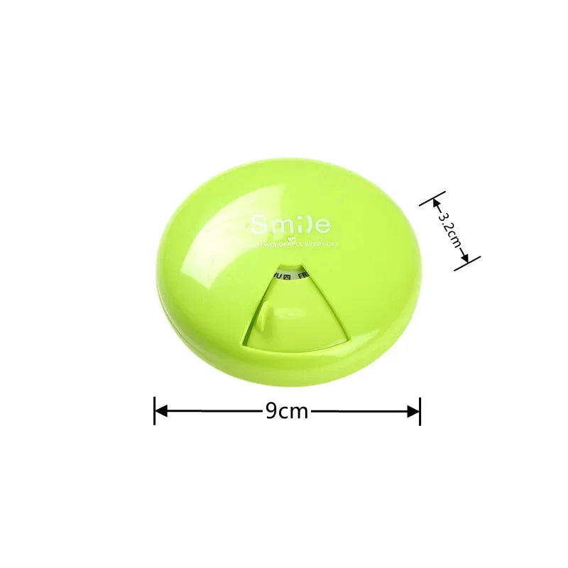 Compact Portable Travel Pill Organizer with seven labeled compartments for organizing daily medications and supplements