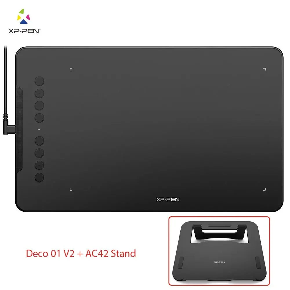 XPPen Deco 01 V2 10-inch Digital Drawing Tablet with Customizable Shortcuts and Tilt-Supported Stylus