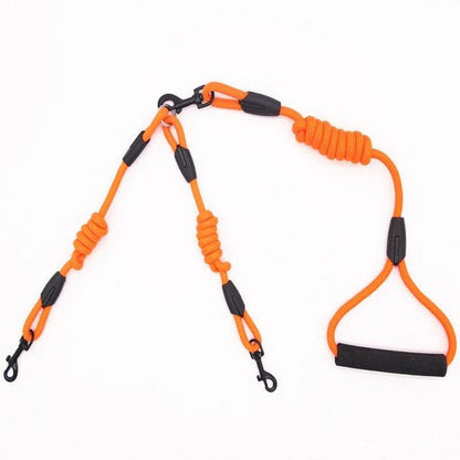 Durable nylon dog training rope with adjustable length and width options in blue, black, red, and orange colors