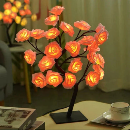 Enchanting LED Rose Flower Lamp with Customizable Branches and Lighting Colors