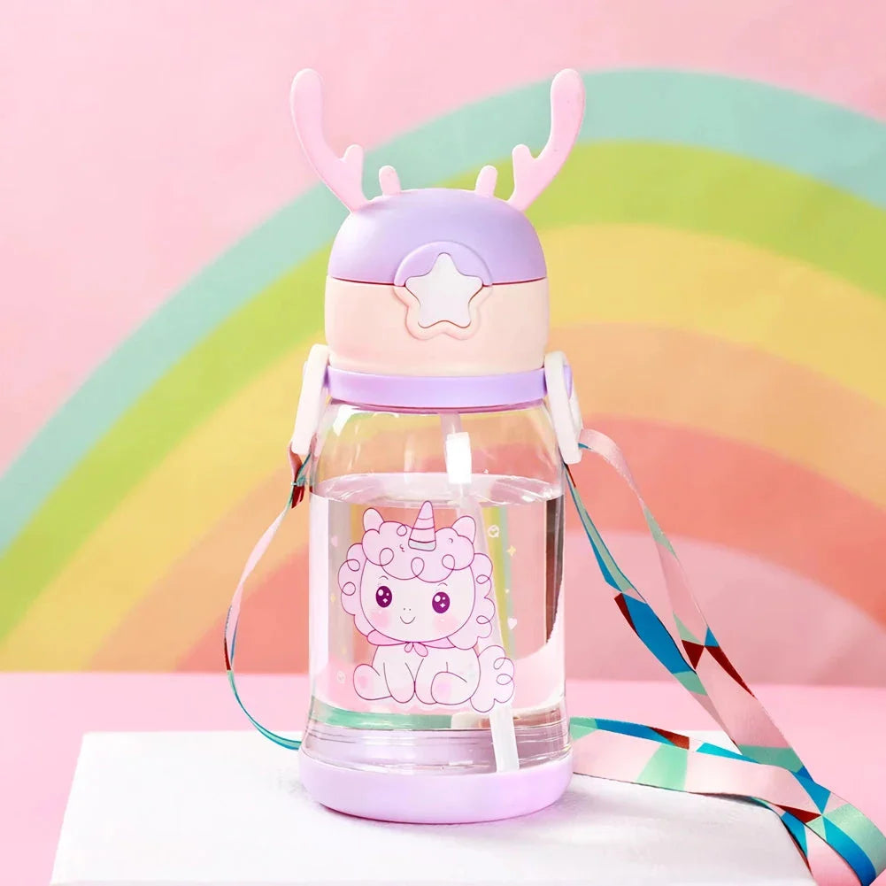 Cartoon Antler Sippy Cup for Kids - 600ml Spill-Proof Hydration Companion with Vibrant Design and Practical Features