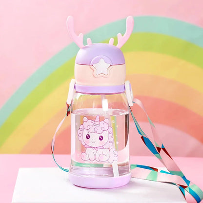 Cartoon Antler Sippy Cup for Kids - 600ml Spill-Proof Hydration Companion with Vibrant Design and Practical Features
