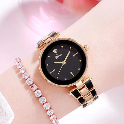 Elegant steel-strap women's watch with minimalist design and quartz movement for timeless style and reliable performance