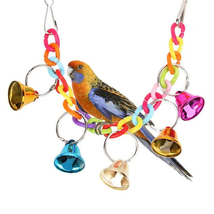 Hanging acrylic bird bells that sway and chime, attracting and entertaining backyard birds
