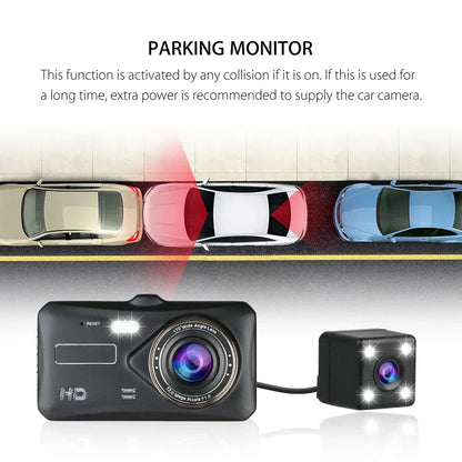 1080P Full HD Dual Dash Cam with Night Vision and 170 Degree Wide Angle Lens