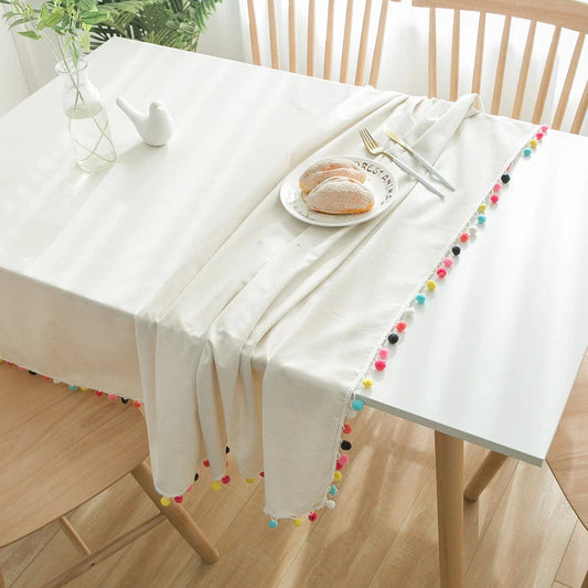 Elegant cotton-linen tablecloth in various sizes, featuring a clean, sophisticated design that complements any dining setting.