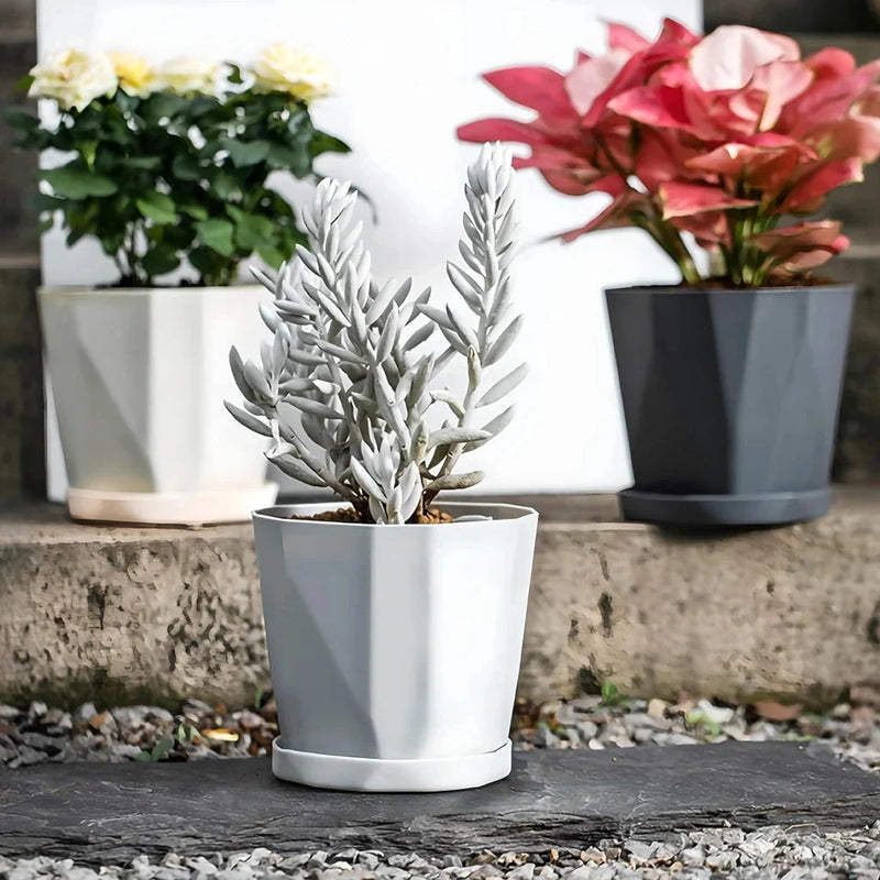 Hhomeenjoy US Elegant Nordic Style Resin Flower Pot for Indoor Greenery