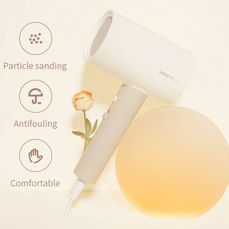 High-power anion hair dryer with foldable design, infrared heating, and dual heat and speed settings for quick drying and healthy hair