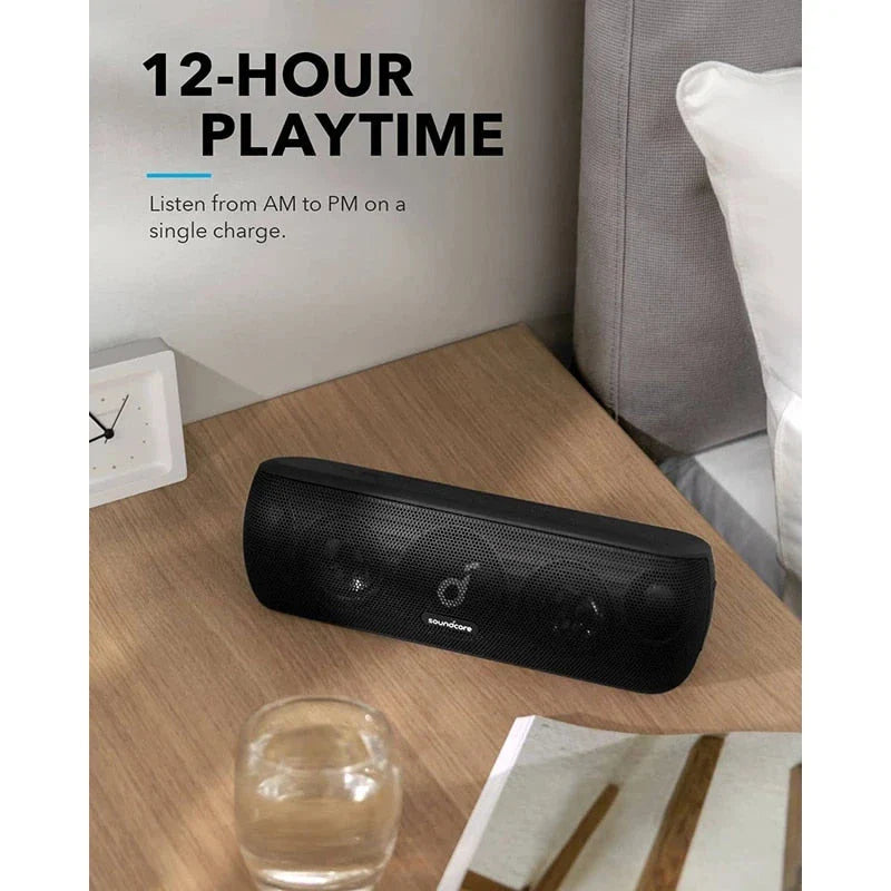 30W Hi-Res Motion+ Bluetooth Speaker with extended bass, treble, and wireless stereo pairing capabilities