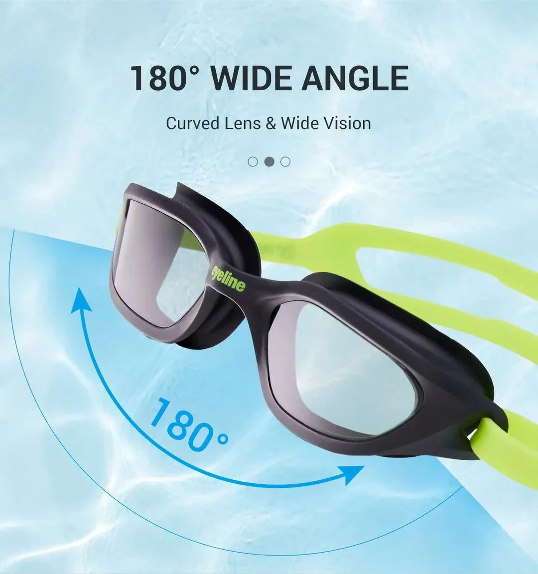 Premium swimming goggles with anti-fog coating for clear underwater vision and comfortable fit