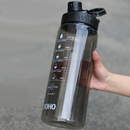 A large 2-liter water bottle with a straw, designed for active lifestyles and everyday hydration needs.