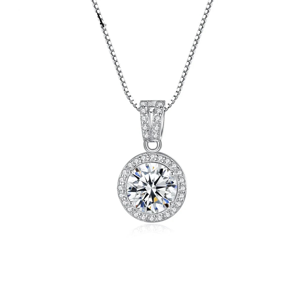 Elegant S925 silver pendant necklace with Mosan diamond inlay, adjustable chain length for women's fashion accessory