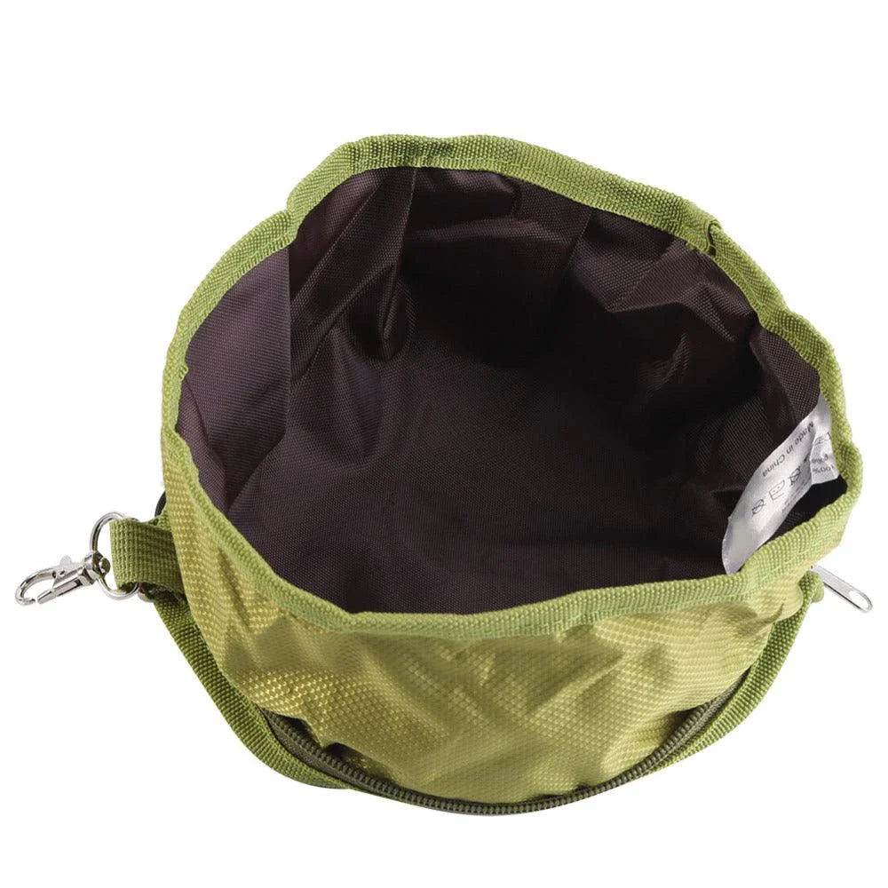 Collapsible pet bowl made of durable polyester for outdoor adventures with your furry friend