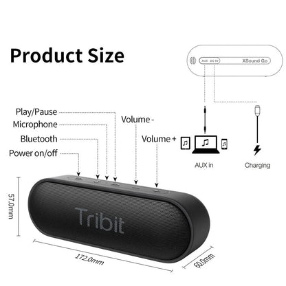 Premium Portable Bluetooth Speaker with 24-Hour Playtime, Waterproof Design, and Enhanced Bass