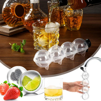 4-Hole Ice Ball Mold for Whiskey, Cocktails, and Other Chilled Drinks