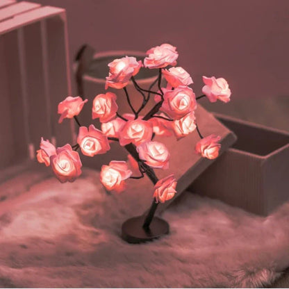 Enchanting LED Rose Flower Lamp with Customizable Branches and Lighting Colors